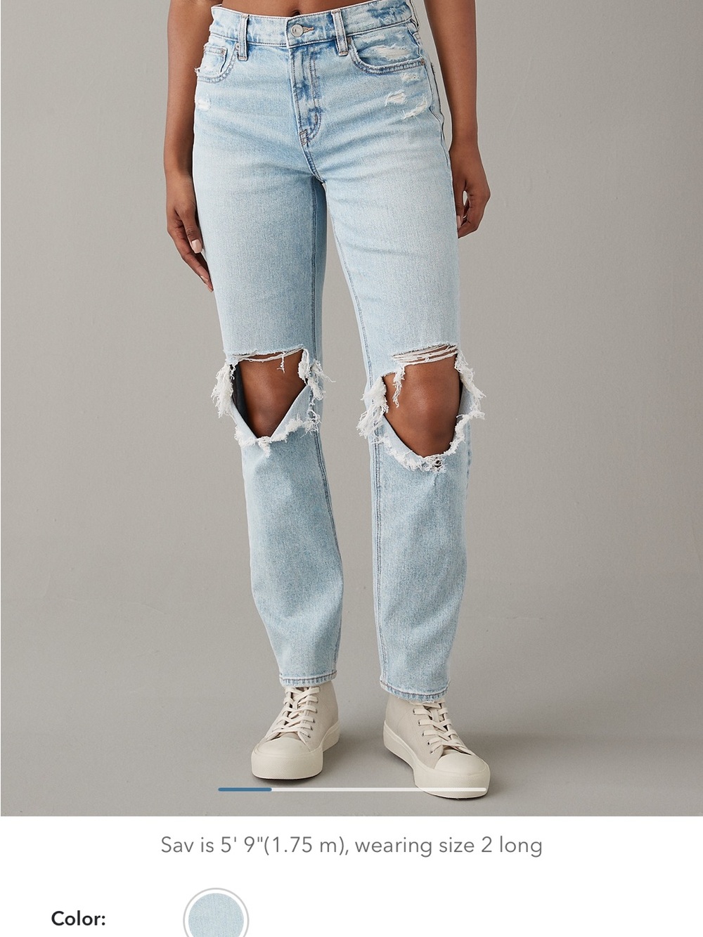 American Eagle Outfitters Light Wash Distressed Straight Jeans